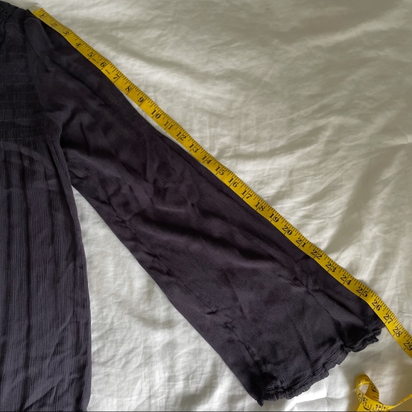 Free People Navy Blue Lace Detail Boho Blouse| Size Medium - Picture 12 of 16